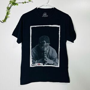 Poetic Justice Women’s Black Tupac Graphic Short Sleeve Tee Shirt Size Medium